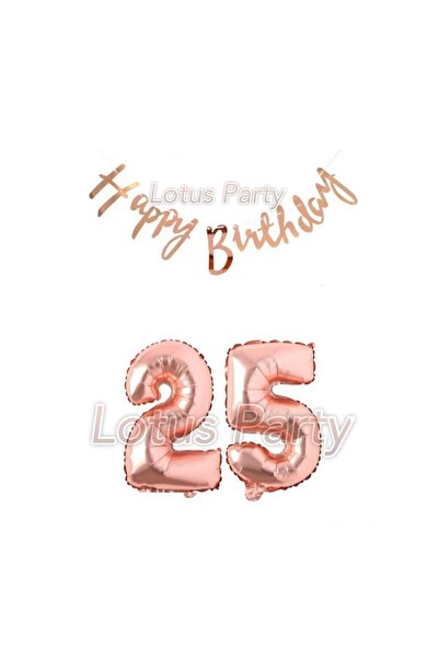 LOTUS PARTY Set za 25. rođendan u ružičastom zlatu - balon od folije u obliku...