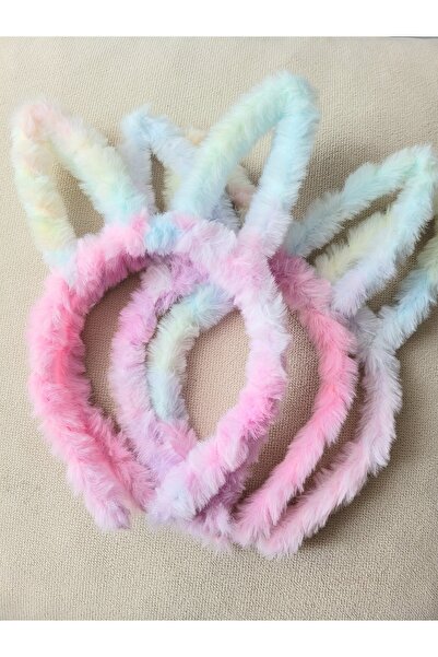 GÜLPEŞE Peluş Tavşan Kulaklı Taç Pastel Renk Geçişli