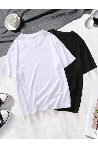 DEEPSENCE Ανδρικό μπλουζάκι Oversize Basic 2 Pack Μαύρο Λευκό