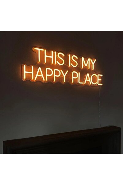 dekoraven This Is My Happy Place Dekoratif Neon Led Tabela (80x30cm)