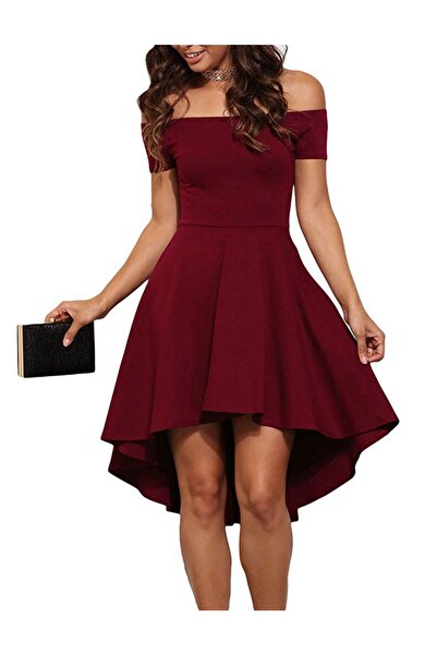 Styling Park Omzu Açık Asimetrik Mini Elbise