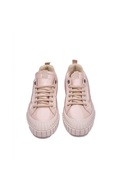 Beety 23by132.2301 Ecru Tied Patent Leather Sneakers Women's Shoes