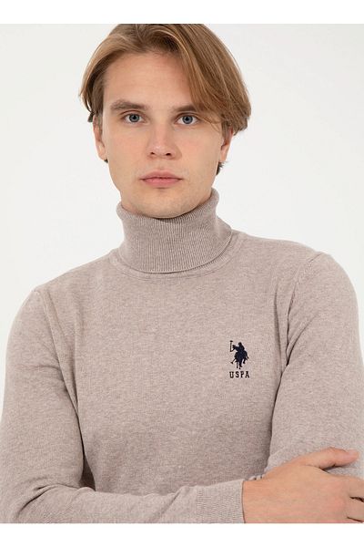 U.S. Polo Assn. Pulover pentru bărbați cu gât complet din nurcă Melange Forbes-sk22