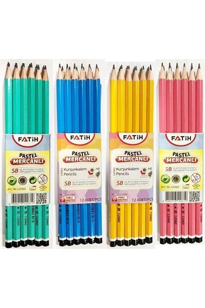 Fatih 12060 Model Lead Coral Pastel Pen - Pack of 48