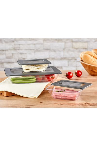 EbruliHomeArt Acrylic Prism Breakfast Storage Container with Lid Gray Breakfast Container