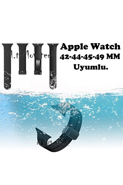 m.tk moveteck Apple Watch Ultra 49mm Uyumlu Kordon Manyetik Tokalı Mıknatıslı Kayış Liquid Magnetic Yumuşak Hisli