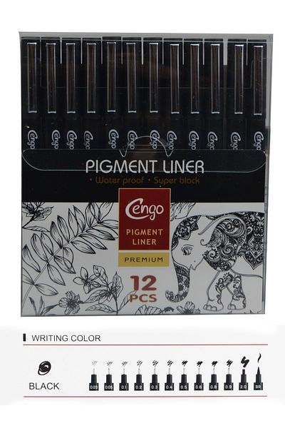 Four Office Cng - Pigment Liner Premium Quality Technical Drawing Pen Series of 12