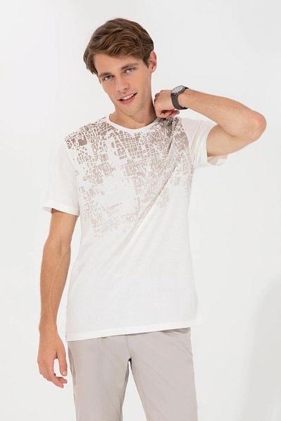 Pierre Cardin Μπλουζάκι Ecru Slim Fit Crew Neck