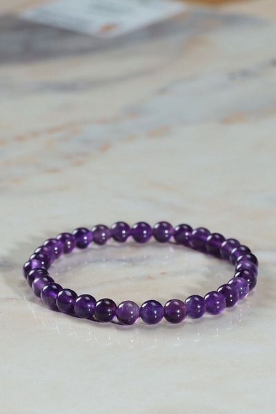 Ssilhoutte Doğaltaş Certified Amethyst Stone Natural Stone Bracelet for Women and Men 6mm Stylish Design