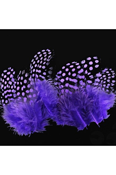 Genel Markalar 50 Adet Puantiyeli Mor Siyah Kuş Tüyü Mor Kuş Tüyü Decor Purple Bırd Feather Mor Şeffaf Balon Tüyü