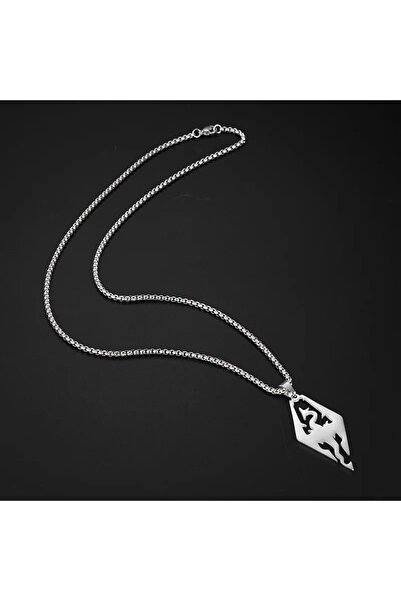 Herşey Nota قلادة من الفولاذ المقاوم للصدأ باللون الفضي على شكل تنين قوطي
