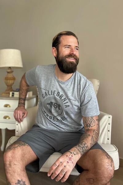Pijamaevi California Baskılı Şortlu Kısa Kollu Erkek Pijama Takımı