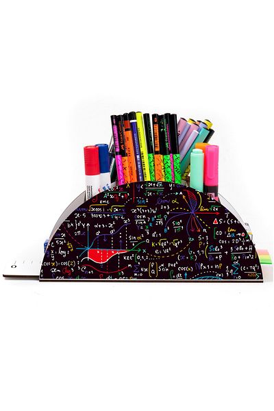 kutuTR Wooden Vip Student Series Rainbow Ruled Desktop Pen Holder Organizer Assembled Boxed