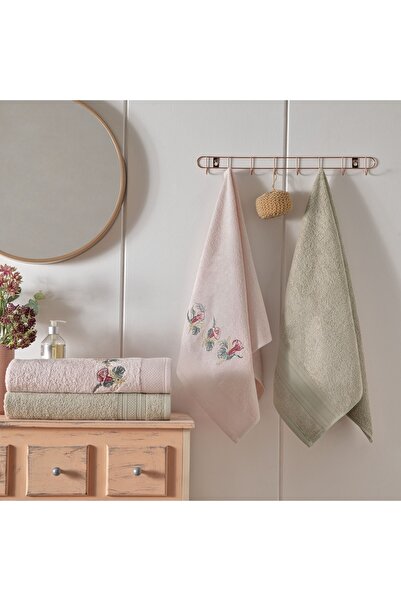 Taç Floret Bambu Hamam Seti Somon Camel