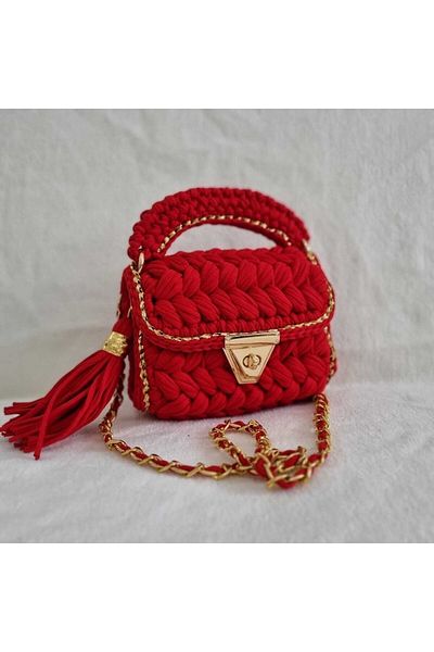 CHQEL Women's Peanut Model Handmade Crochet Combed Cotton Thread Bag & Hand, Shoulder and Crossbody Luxury Bag