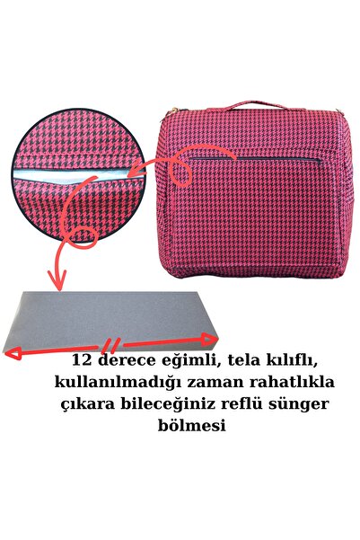 annebebektasarım Babynest with Bag, Baby Bag, Carrying Parent's Side Reflux Bed with Houndstooth Pattern