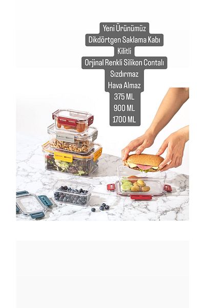AKTURK HOME 3-Piece Sealed Storage Container with Airtight Lid - Leak-Proof Breakfast Food Storage Container Set