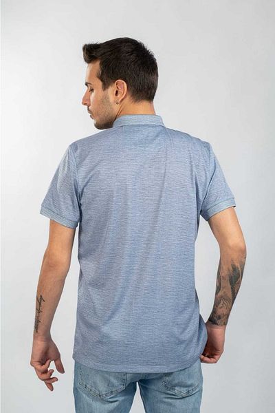 Moda Işık Μπλουζάκι με ψηφιακή στάμπα σε γαλάζιο χρώμα Polo Neck