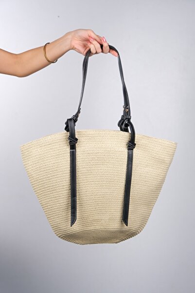 LuviShoes Arias Beige Straw Women's Shoulder Bag