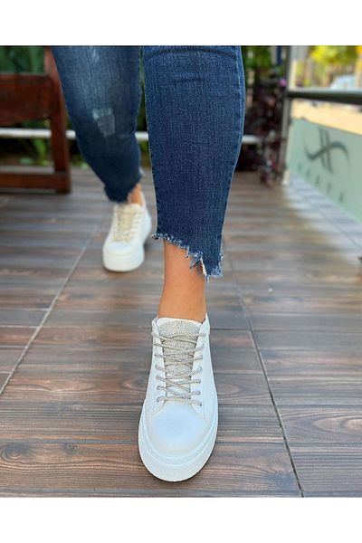GNY AYAKKABI Pantofi sport de damă Stone White