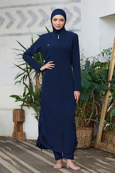 Remsa Mayo Μακρύ ολόσωμο, πλήρως καλυμμένο μαγιό Hijab Wınta 4065 Σκούρο Ναυτικό Μπλε