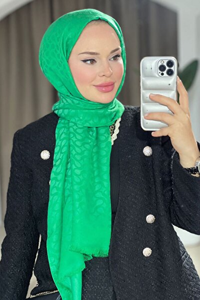 VALORSCARF Benetton Yeşili Bloom Desen Kaşmir Şal