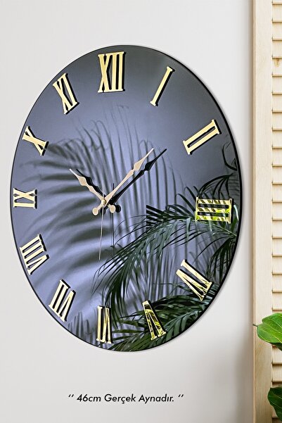 EMORES 46 Cm Gerçek Ayna Pleksi Rakam Dekoratif Duvar Saati