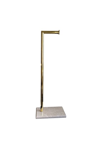 BMK MERMER حامل ورق تواليت رخامي، حامل ورق تواليت (بيج - مطلي بالذهب) :15x24 ...