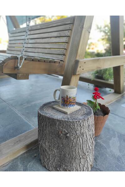 Zeybek Marble Natural Travertine 4 Pieces Stone Coasters