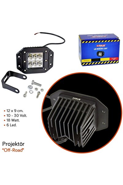 AHMET OTOMOTİV Carub 10-30v Projektör 6 Led Smd 18w 12x9 Cm Br3010563