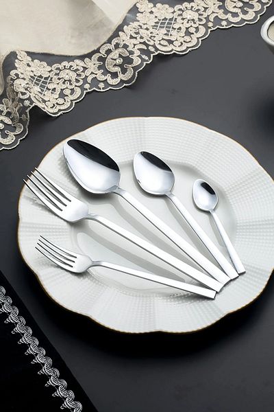 Vipinox 6 Pieces Luxury Tablespoon Stainless Steel Stick Model Tablespoon 2.5mm