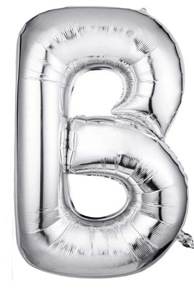 BeySüS 40 Inch Silver Letter B Foil Balloon