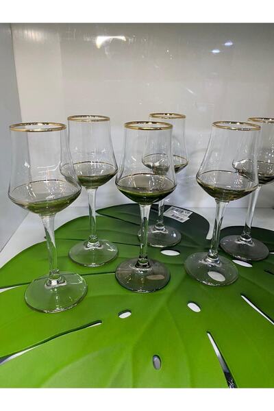 elif aksesuar Sigma Glas 6 Lı Yaldızlı Kahve Yanı Kadeh