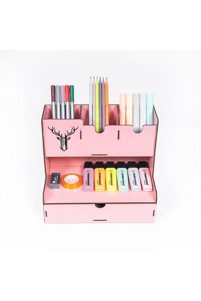 kutuTR Notpa Drawer Deer Patterned Desktop Pen Holder Organizer Disassembled