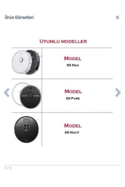 srfn ticaret Βούρτσα Xiaomi Roborock S5-S6-S51-S55-S6 Pure-Max - 5 βραχίονες, 2 τεμάχια μαύρο