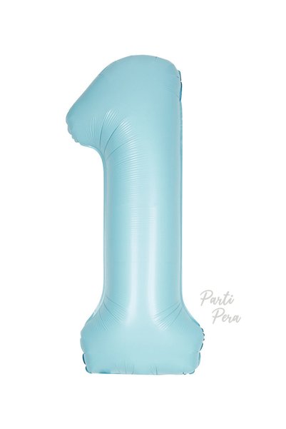 parti pera 1 Yaş Rakam Folyo Balon Pastel Mavi Renk 76 Cm