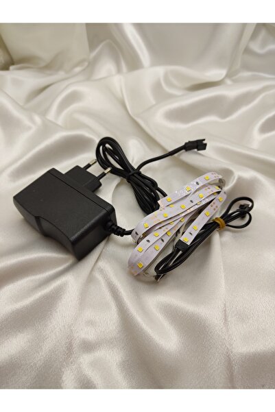 LİNBAX 12v 1a Modem Led Adaptörü + 2 Metre Tek Çip Şerit Led Beyaz Tak Çalıştır