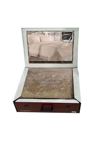 CMBC TEXTILE طقم بطانية ألفيما، مزدوج، ملاءة سرير × 1 كيس وسادة دانتيل × 2 كيس وسادة