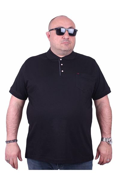 MocGrande Μπλουζάκι Polo Classic Lycra μεγάλου μεγέθους 11501 Μαύρο