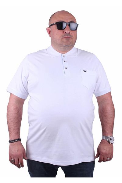 MocGrande Μπλουζάκι Polo Classic Lycra μεγάλου μεγέθους 11501 Λευκό