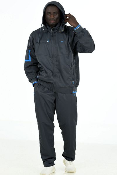 Enrico Ferry Anthracite Men's Half Turtleneck Hooded Marathon Plus Size Tracksuit Edy2530a