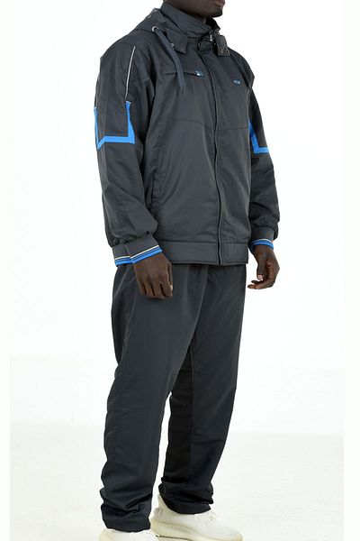 Enrico Ferry Anthracite Men's Half Turtleneck Hooded Marathon Plus Size Tracksuit Edy2530a