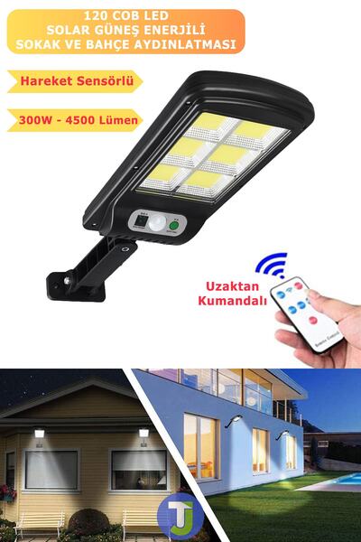 Technojet 6 Gözlü 120 Ledli Solar Bahçe Aydınlatma Kumandalı Güneş Enerjili S...