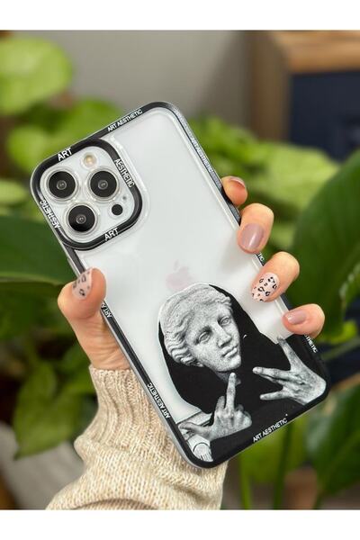 Go Aksesuar Iphone 14 Promax Uyumlu Baskı Tasarımlı Şeffaf Kılıf