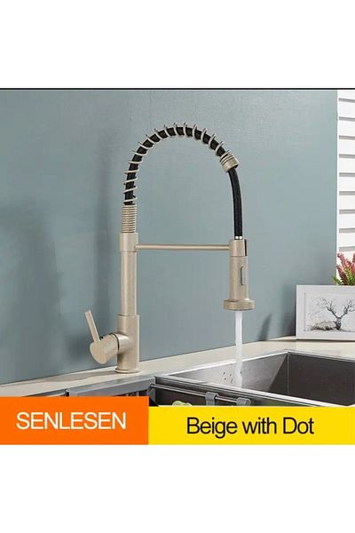 OEM Kitchen Sink Faucet with Spiral and Fountain New Model Granite Cream Color