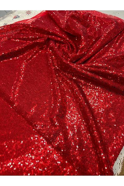 payet pul 3 mmSequin Sequin Fabric - Red