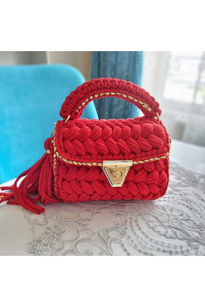 CHQEL Women's Peanut Model Handmade Crochet Combed Cotton Thread Bag & Hand, Shoulder and Crossbody Luxury Bag