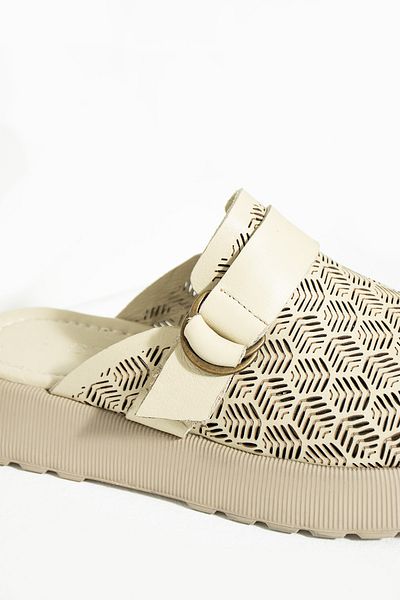 BENOTTİ Printed Beige Leather Slippers
