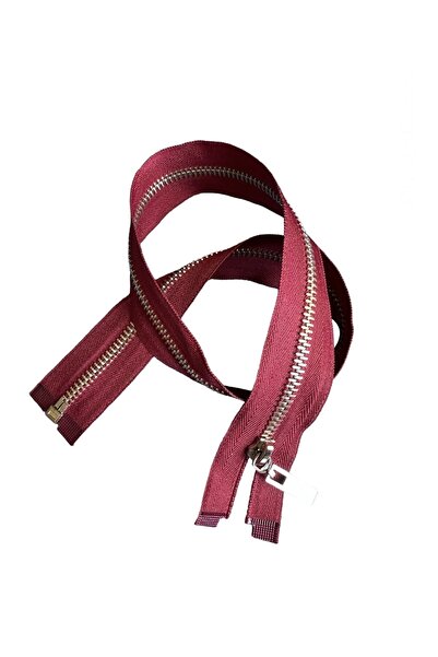 e tuhafiye Тъмночервен метален цип (55 см)