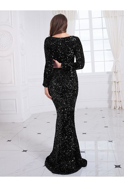 Styling Park Velvet Sequin Long Evening Dress
